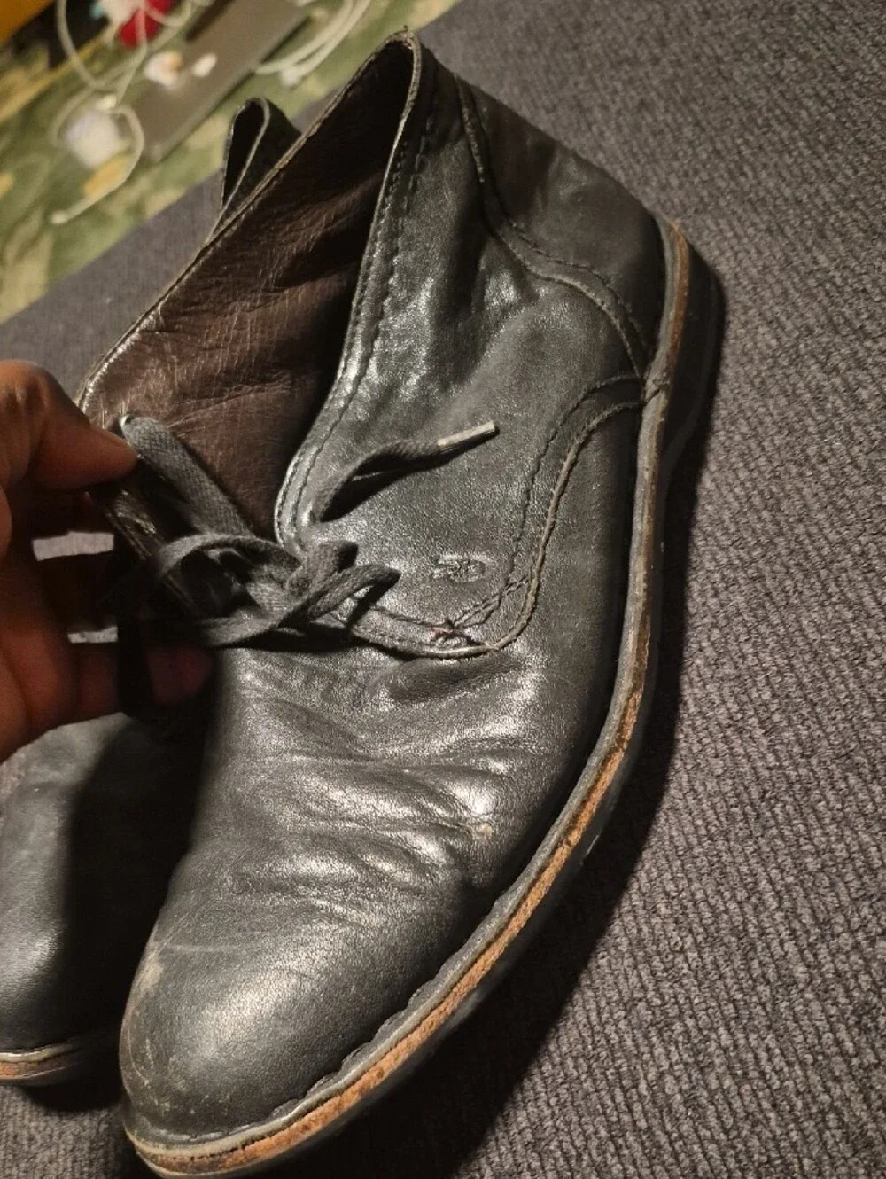 John Varvatos Black Leather Chukka Boots